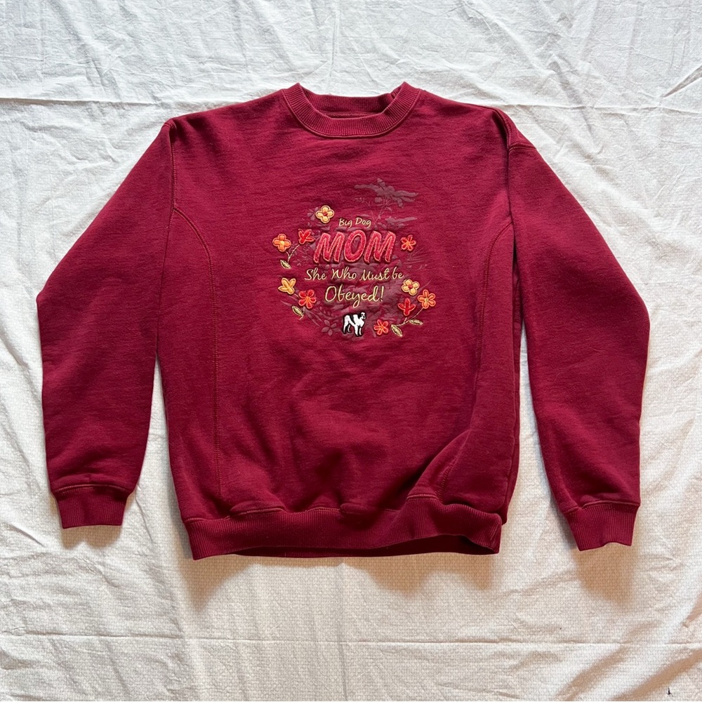 Big Dogs Burgundy Dog Mom Retro Graphic Crewneck Sweater Men’s Size Extra Small